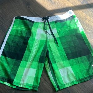 Hurley Phantom Green Plaid Swim Shorts 34
